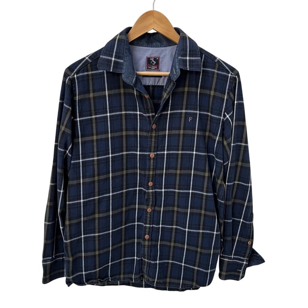 Franco Ferraro Piemonte slim button down flannel shirt 100 small medium